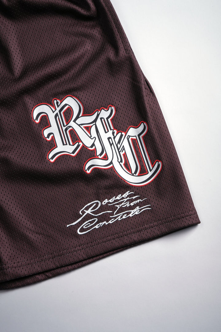 Rose Garden Mesh Shorts in Reaper Brown