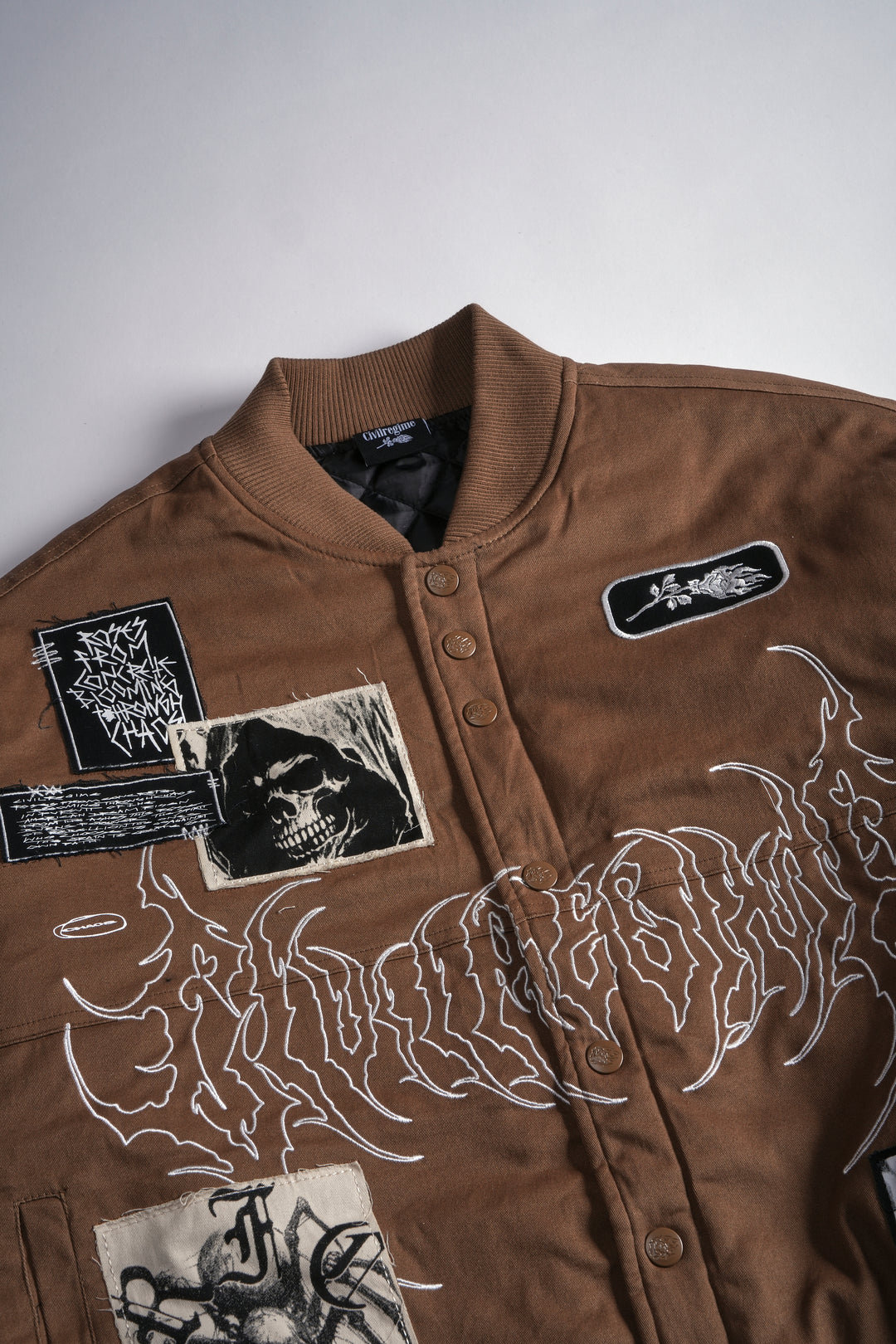 It's Our Time Racing Jacket in Reaper Brown