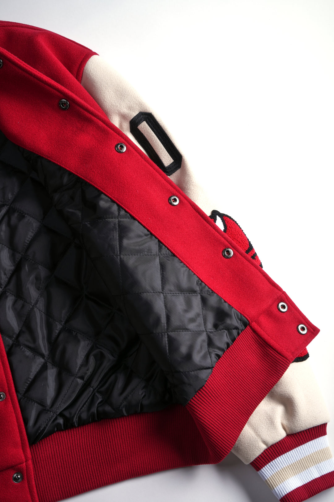 Flames V2 Varsity Jacket in Butter/Red