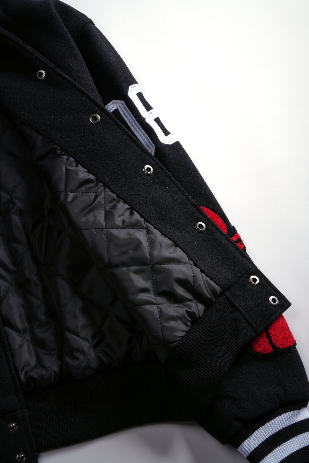 Flames V2 Varsity Jacket in Black