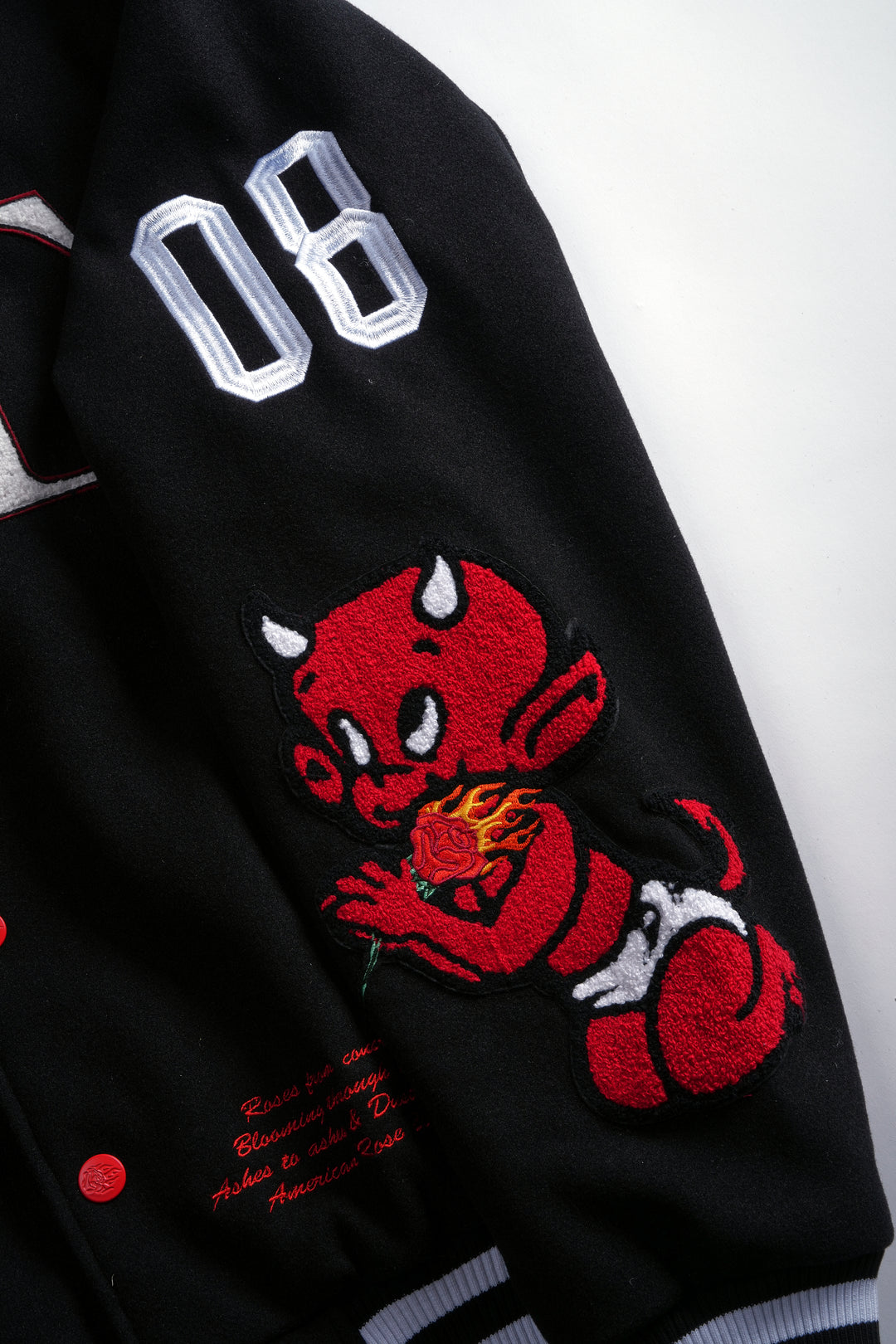 Flames V2 Varsity Jacket in Black