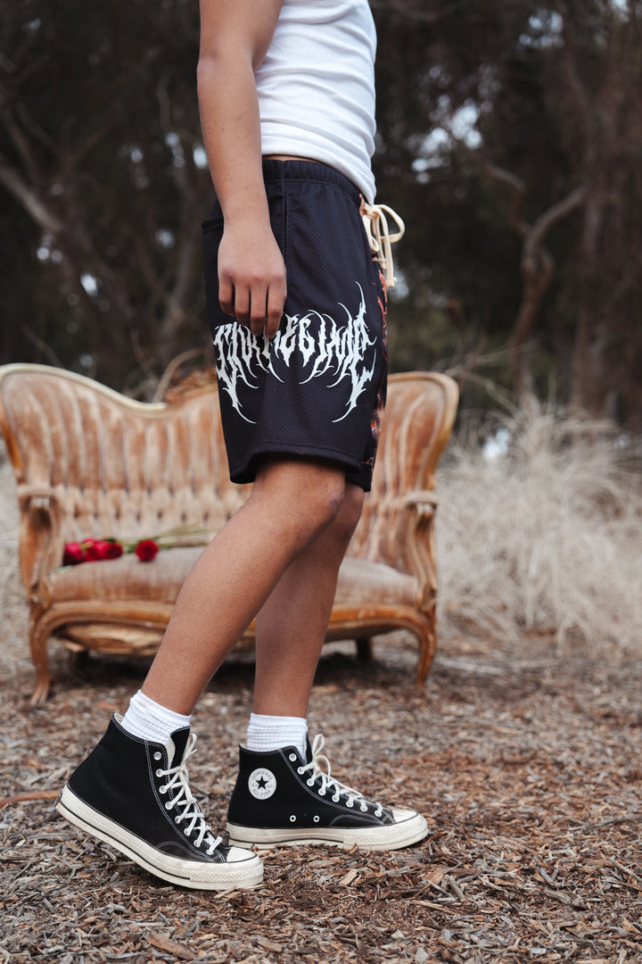 Eternal Burn Mesh Shorts in Black