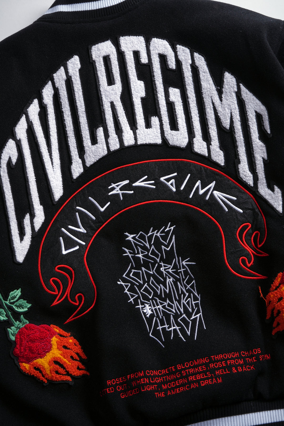 Flames V2 Varsity Jacket in Black