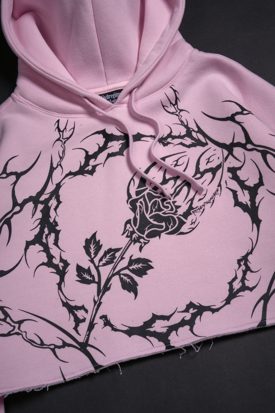 Vines Run Deep Cropped Snap Hoodie in Baby Pink