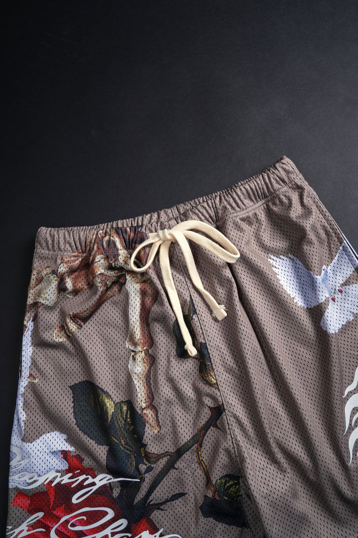 Deadly Rose Mesh Shorts in Sand