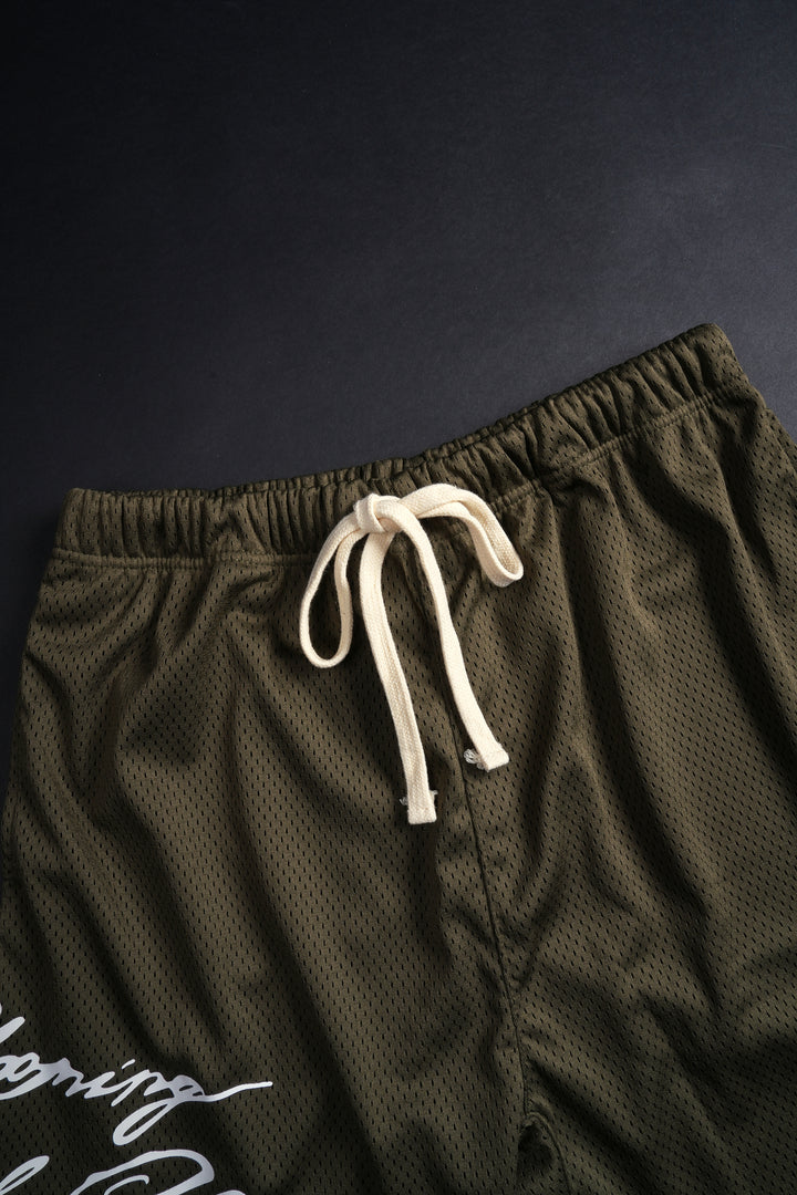 Script Classic Mesh Shorts in Olive