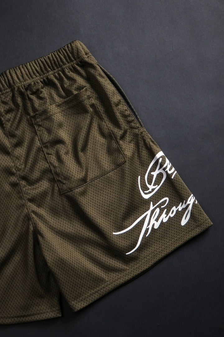 Script Classic Mesh Shorts in Olive