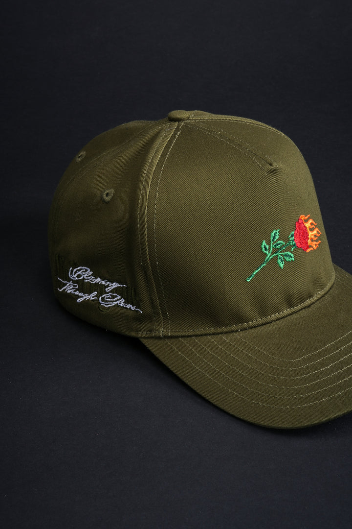 Year Of The Rose 5 Panel Snapback Hat in Olive