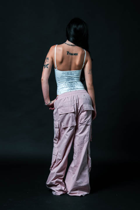 Stacked RFC Ultra Wide Leg Pants in Baby Pink