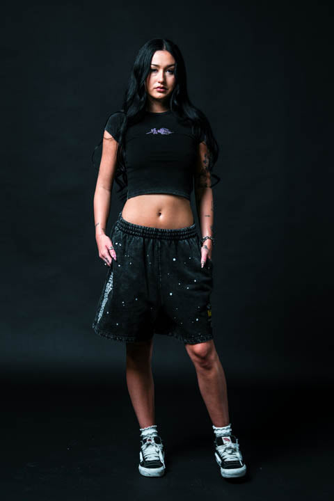 Pink Chrome Baby Tee in Vintage Black