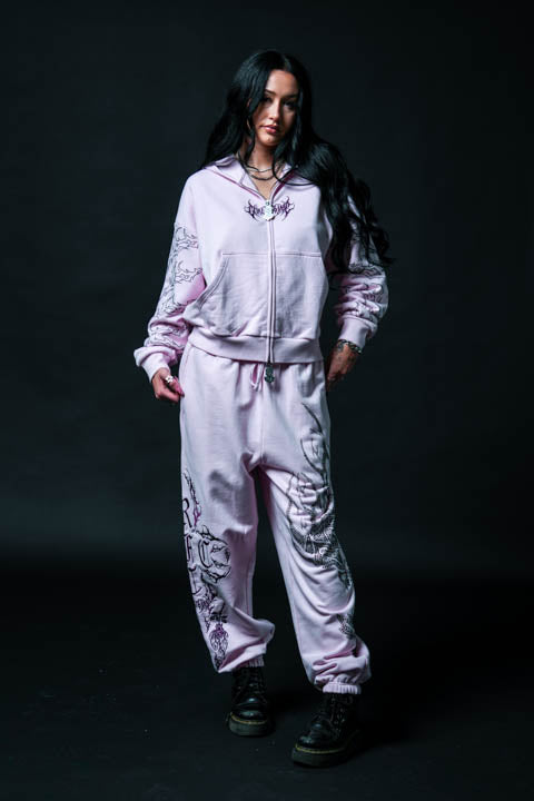 Stone Empire Lounger Sweat Pants in Baby Pink