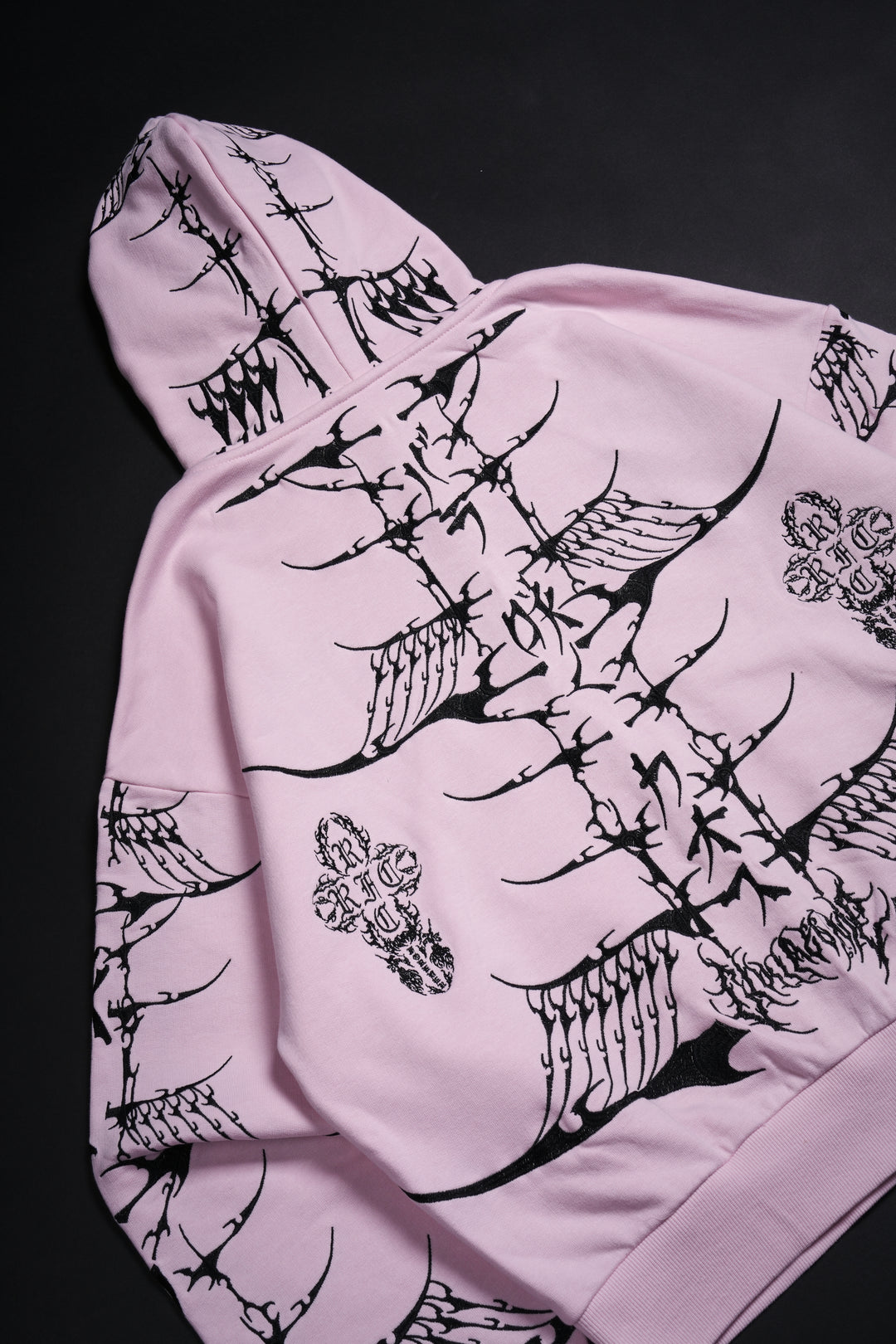 Bankai Brigade Outliers Distressed Zip Up Hoodie in Baby Pink