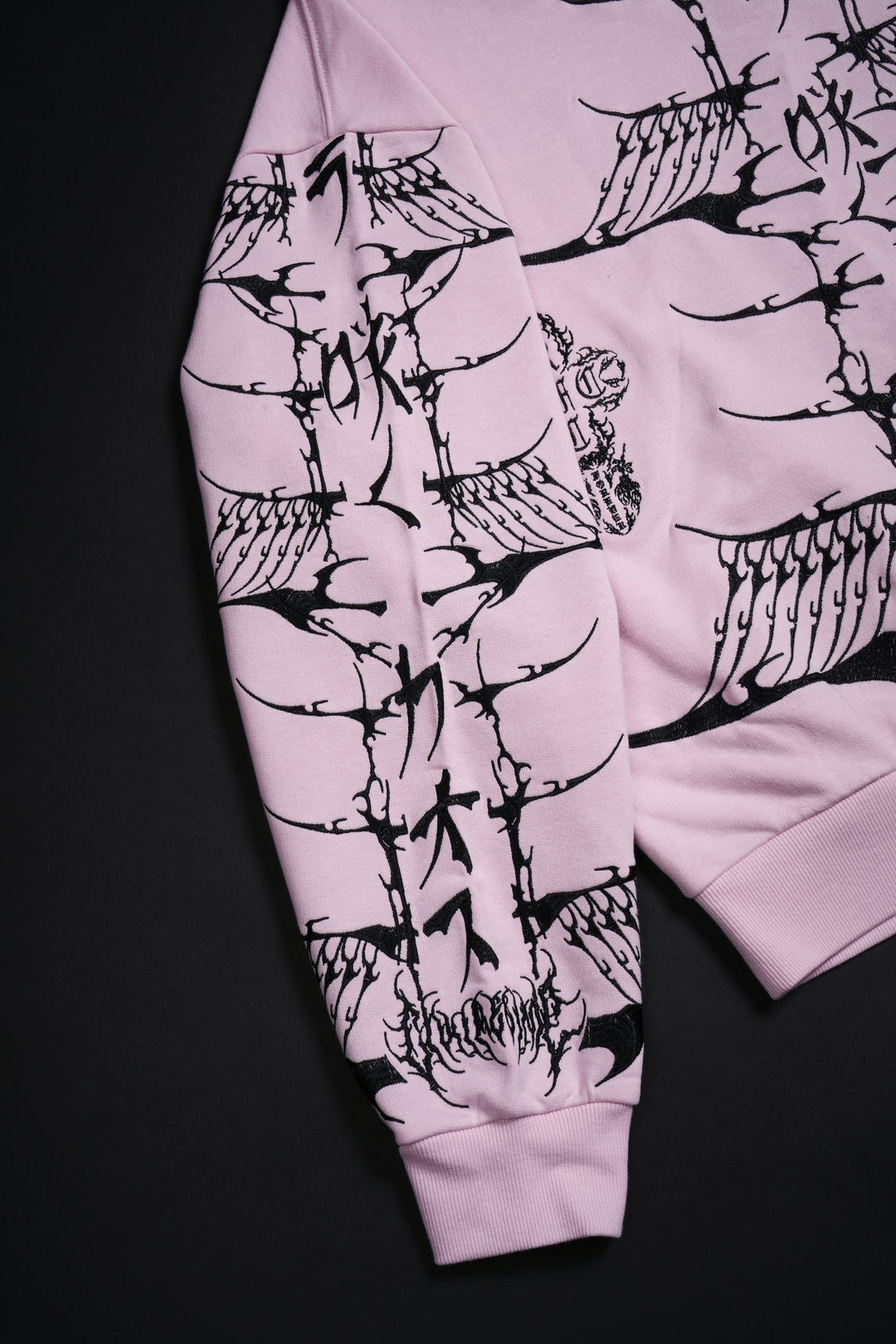 Bankai Brigade Outliers Distressed Zip Up Hoodie in Baby Pink