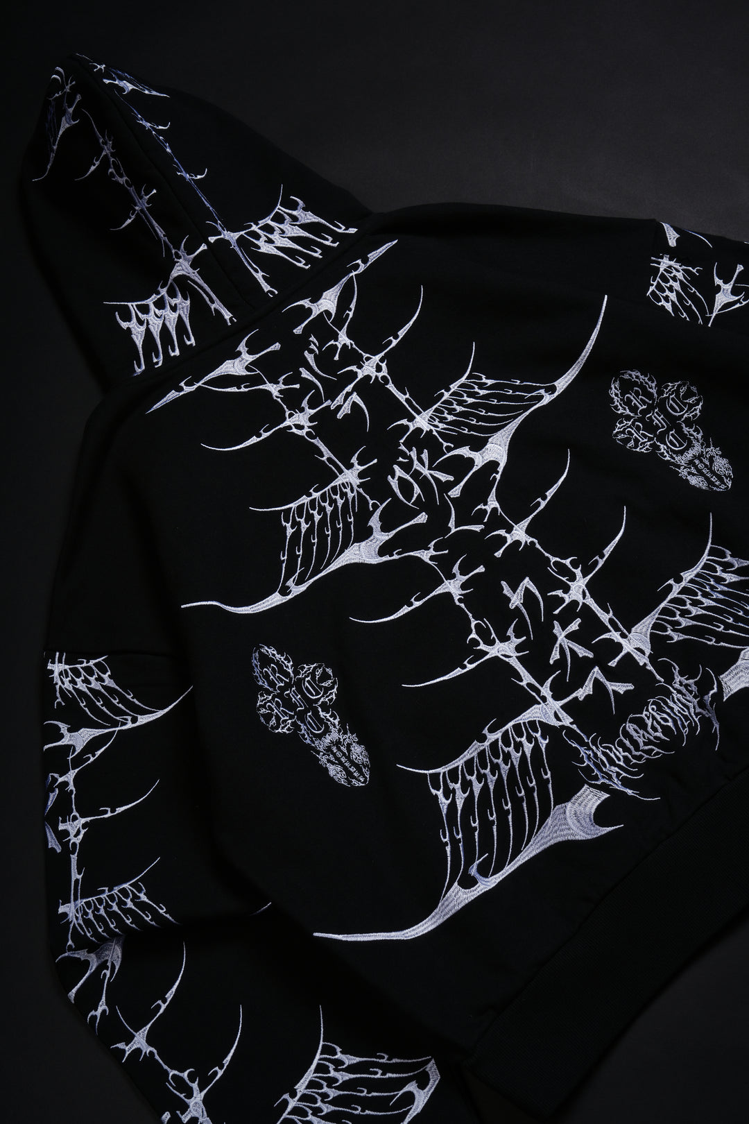 Bankai Brigade Outliers Distressed Zip Up Hoodie in Black