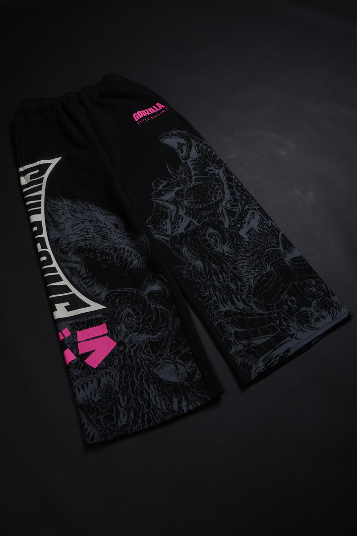 Ultimate Destruction Lowrise Wide Leg Fleece Pants in Black