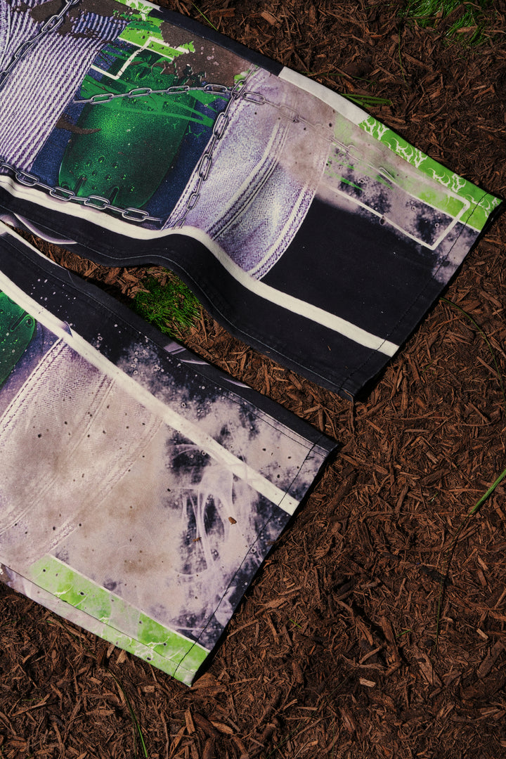 Throttle Sparks Raw Denim Jeans in Black Washed Denim