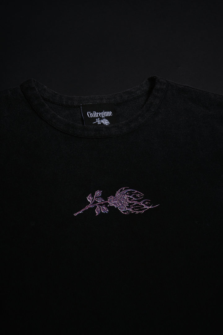 Pink Chrome Baby Tee in Vintage Black
