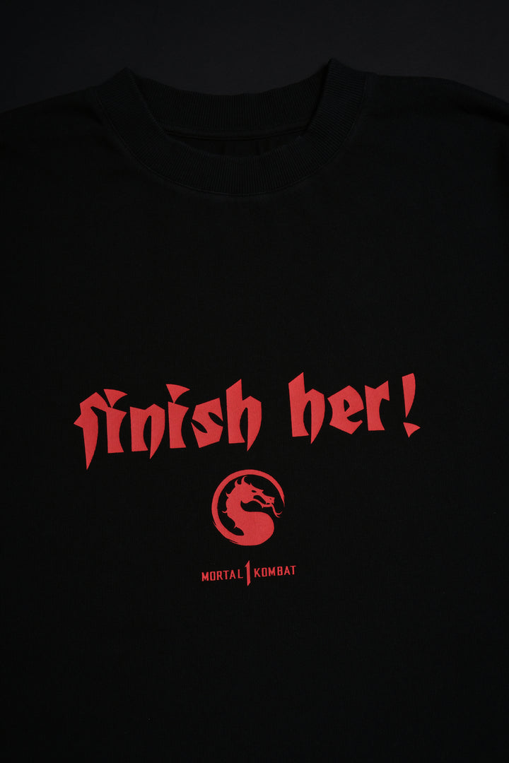 Finish Her American Classic Oversized Tee in Black