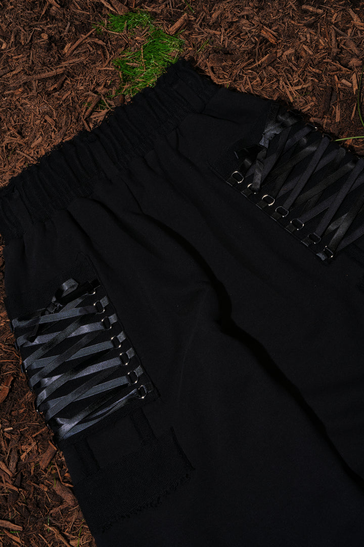 Spons'd Reverse French Terry Pants in Black