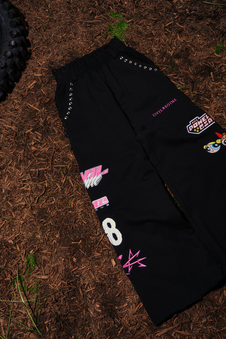 Spons'd Reverse French Terry Pants in Black