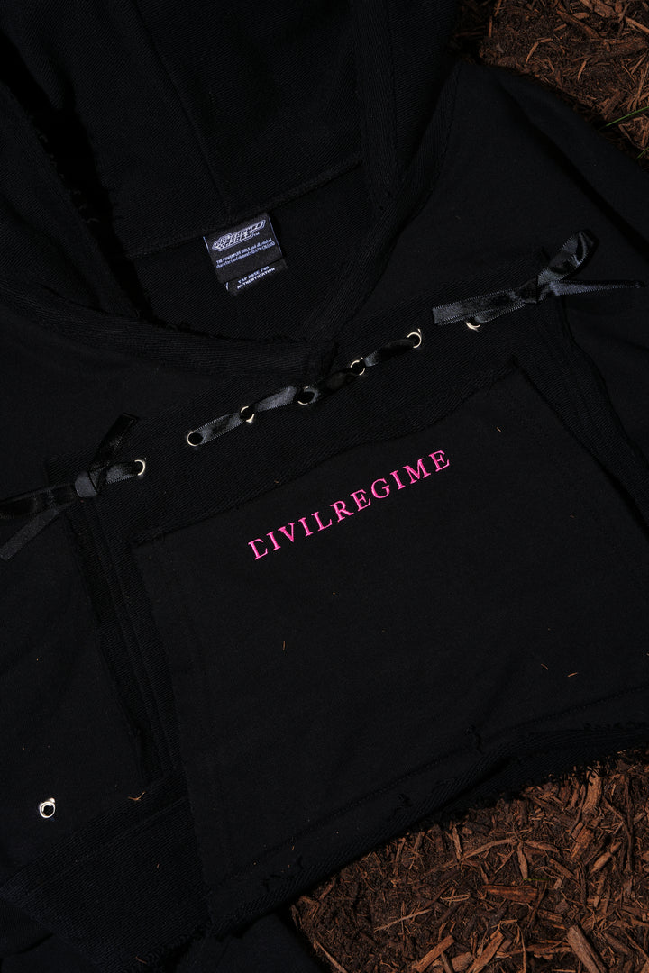 Spons'd Reverse French Terry Hoodie in Black