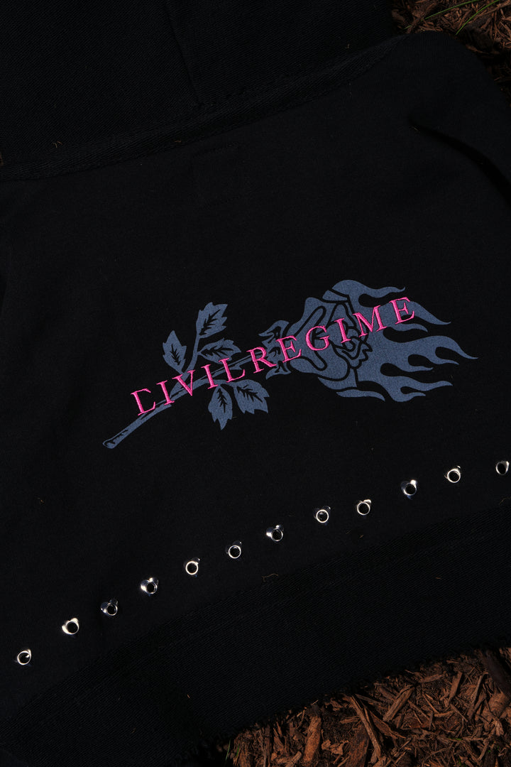 Spons'd Reverse French Terry Hoodie in Black