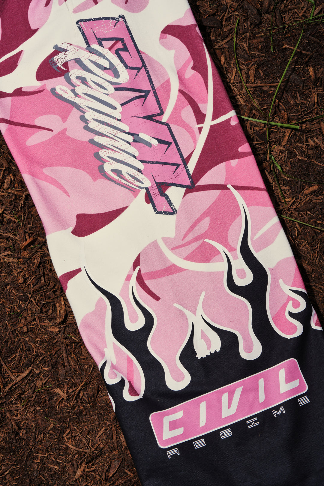 WMX Dept Civil Eternal Wide Leg Fleece Pants in Baby Pink Camo