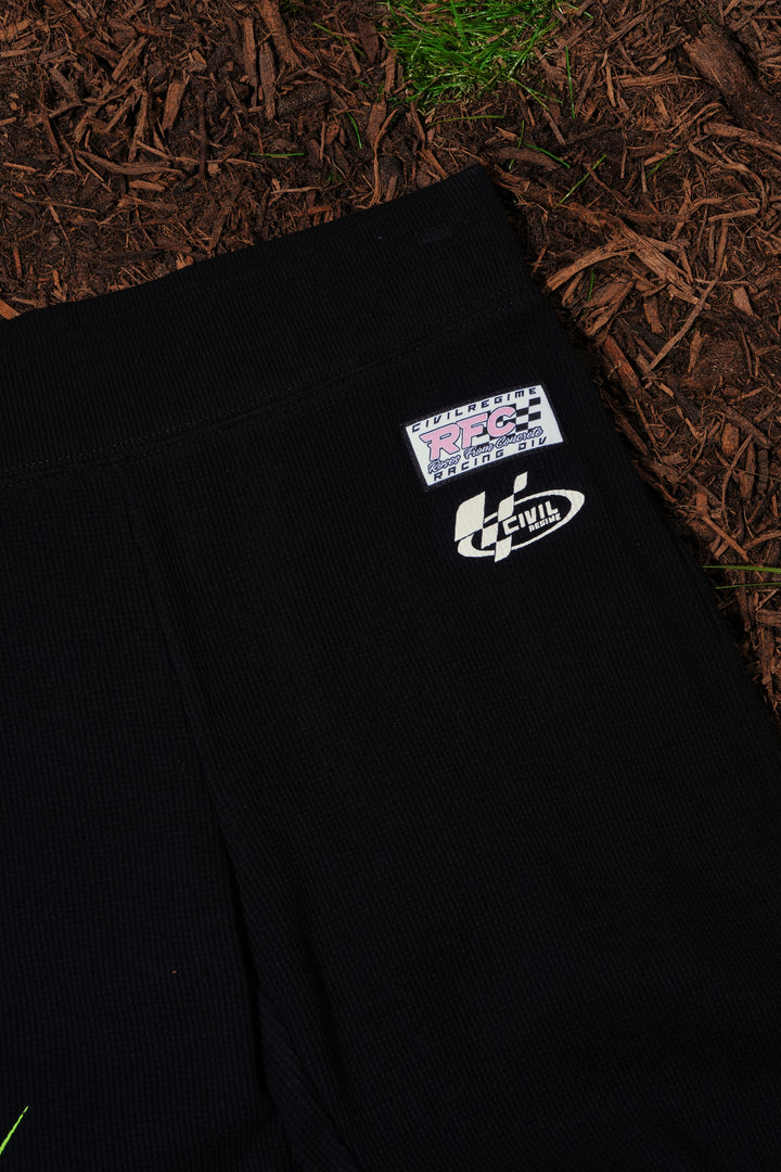 Night Patrol Waffle Thermal Flared Leggings in Black