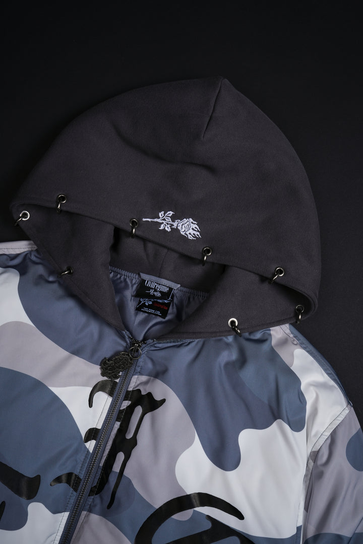 Haze Concrete Bomber Jacket in Gray White Camo/Gray