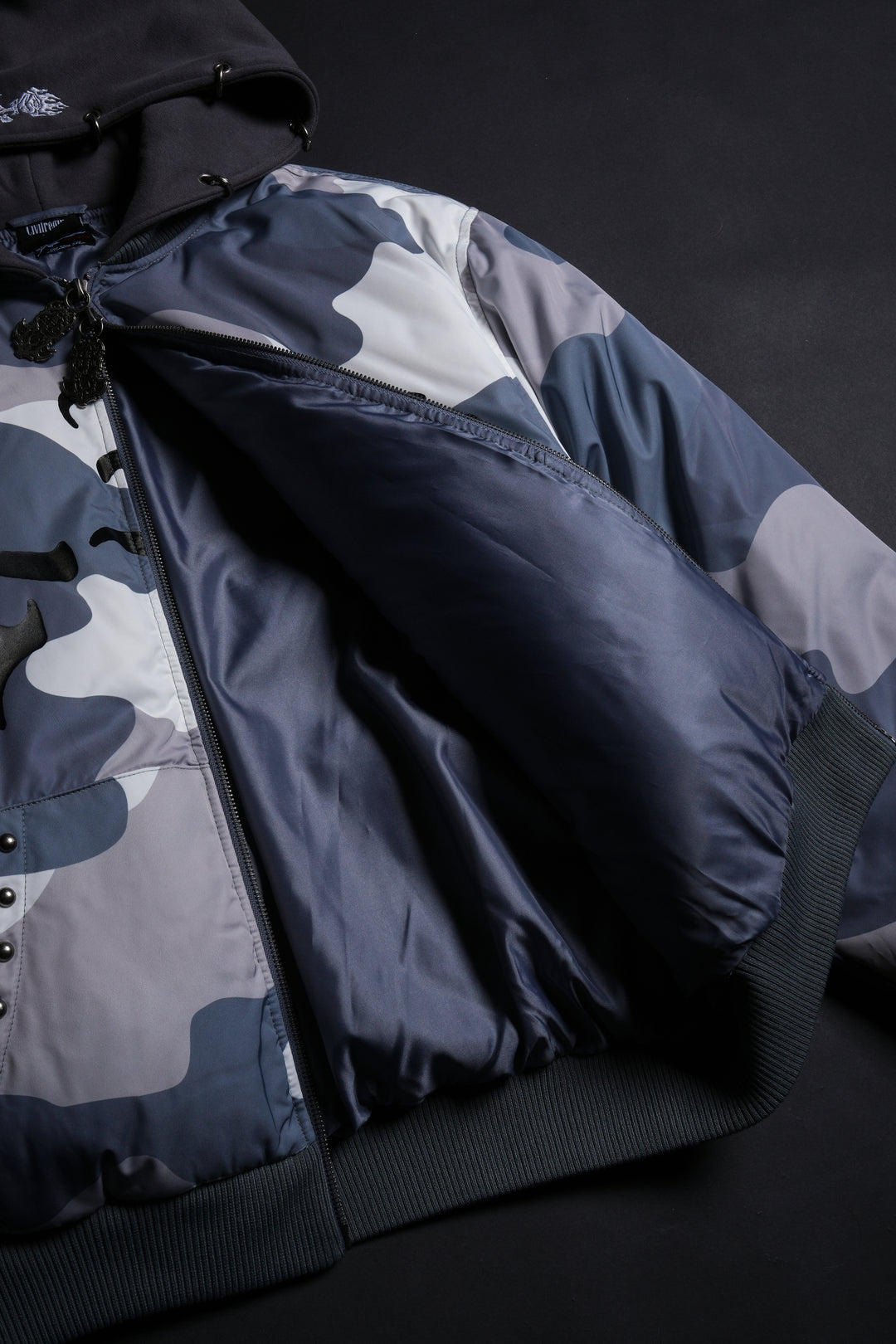 Haze Concrete Bomber Jacket in Gray White Camo/Gray