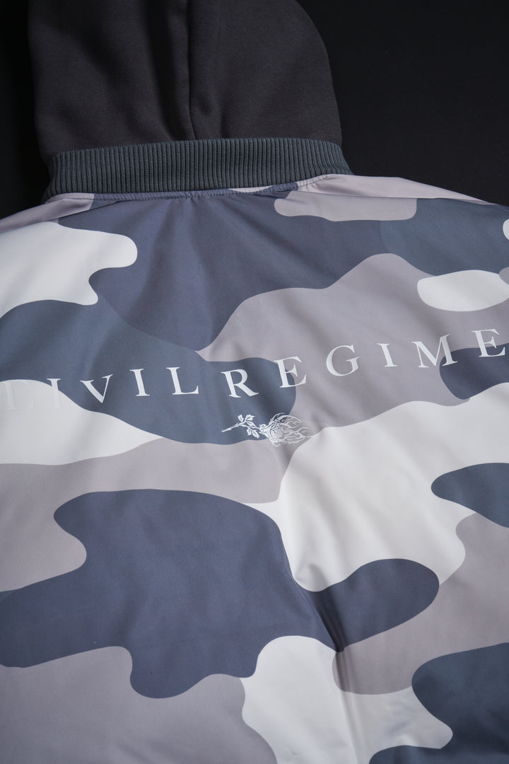 Haze Concrete Bomber Jacket in Gray White Camo/Gray