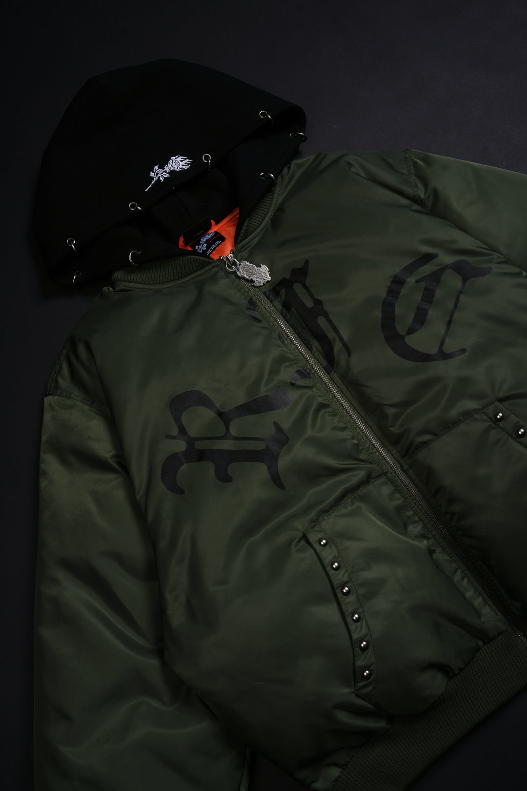 Haze Concrete Bomber Jacket in Bronze Green/Black