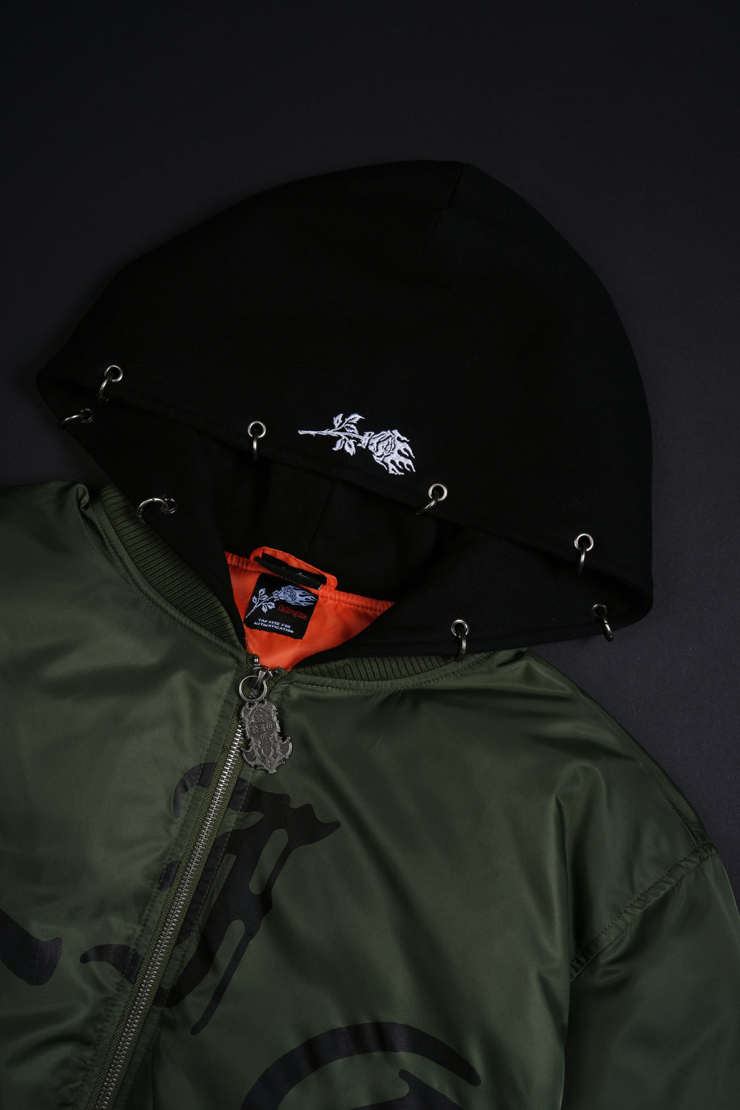 Haze Concrete Bomber Jacket in Bronze Green/Black