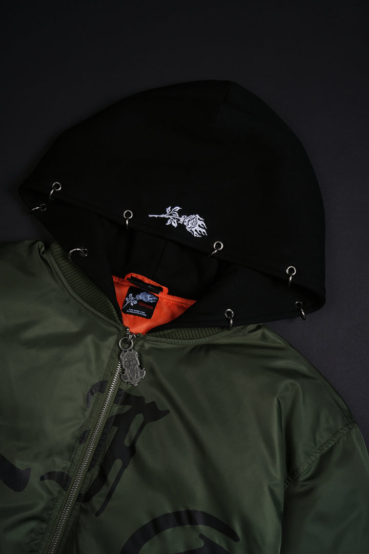 Haze Concrete Bomber Jacket in Bronze Green/Black