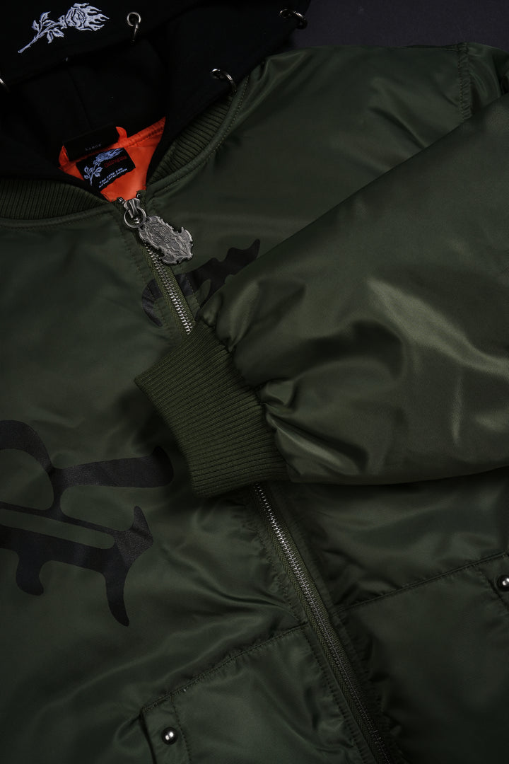 Haze Concrete Bomber Jacket in Bronze Green/Black