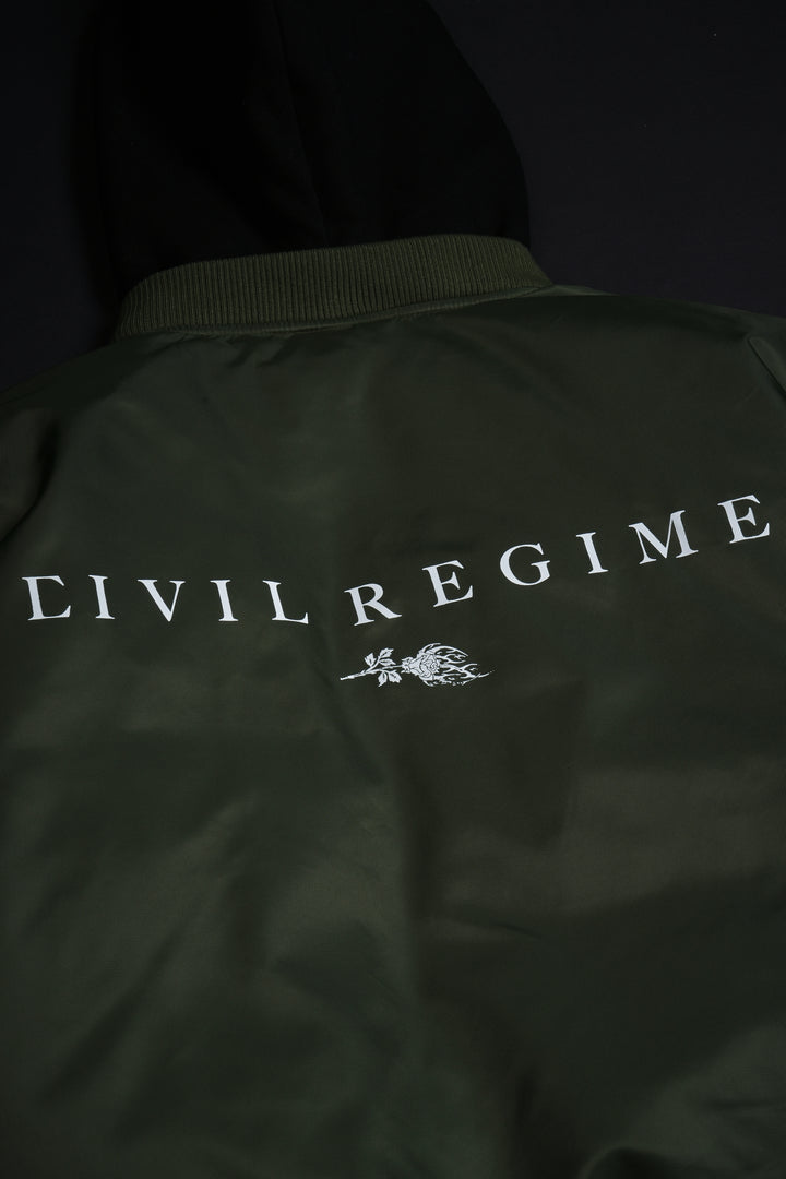 Haze Concrete Bomber Jacket in Bronze Green/Black