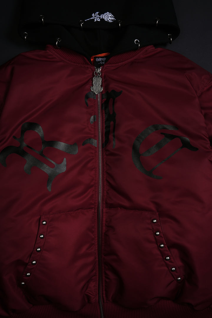 Haze Concrete Bomber Jacket in Ox Blood/Black