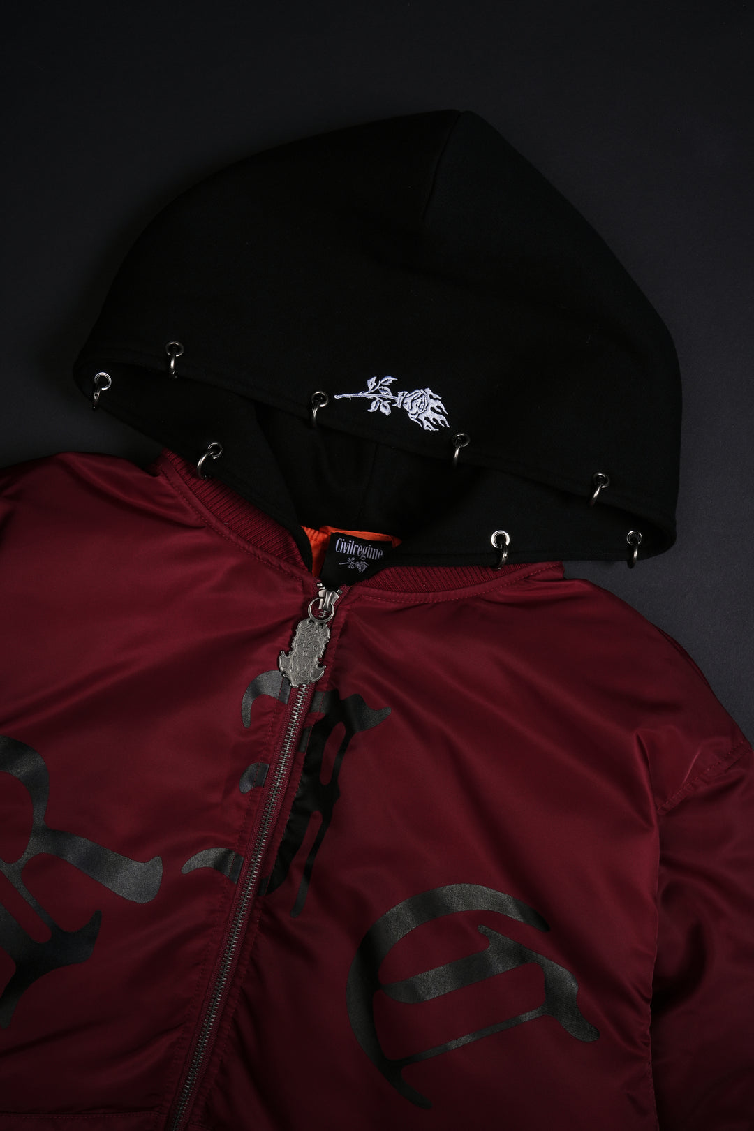 Haze Concrete Bomber Jacket in Ox Blood/Black