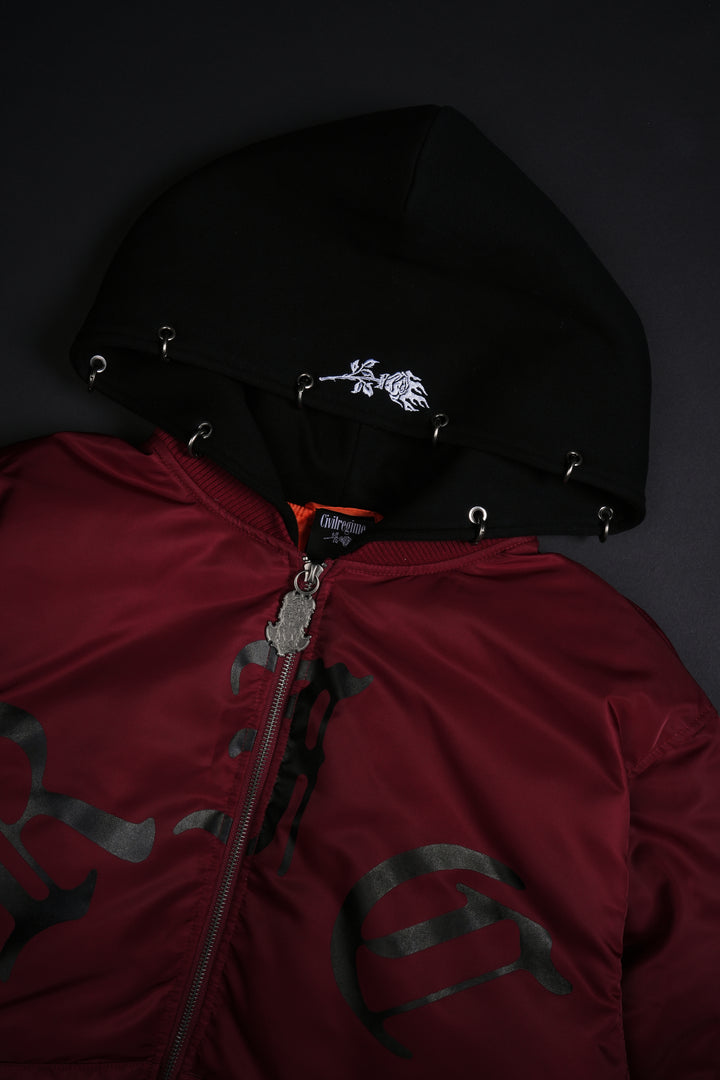 Haze Concrete Bomber Jacket in Ox Blood/Black