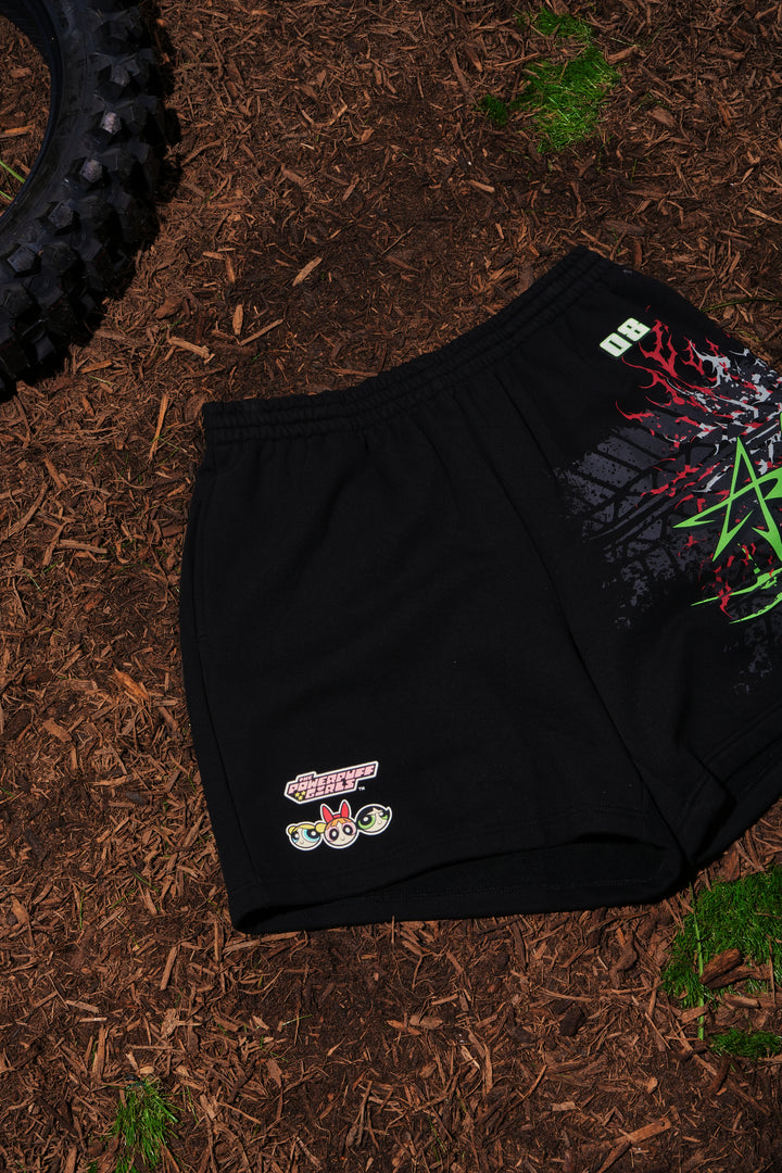 To The Rescue Thorns Baggy Shorts in Black