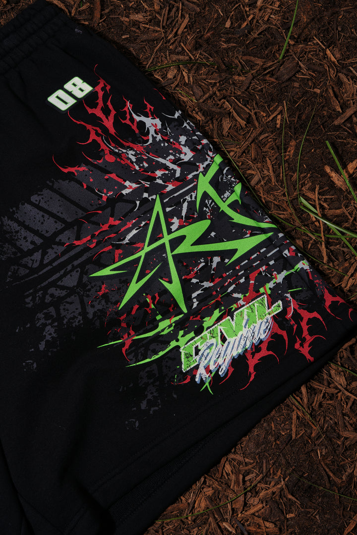 To The Rescue Thorns Baggy Shorts in Black