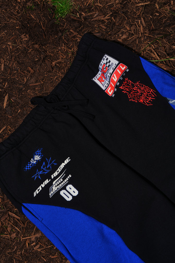 Civil Racing Lounger Sweat Pants in Black/Blue