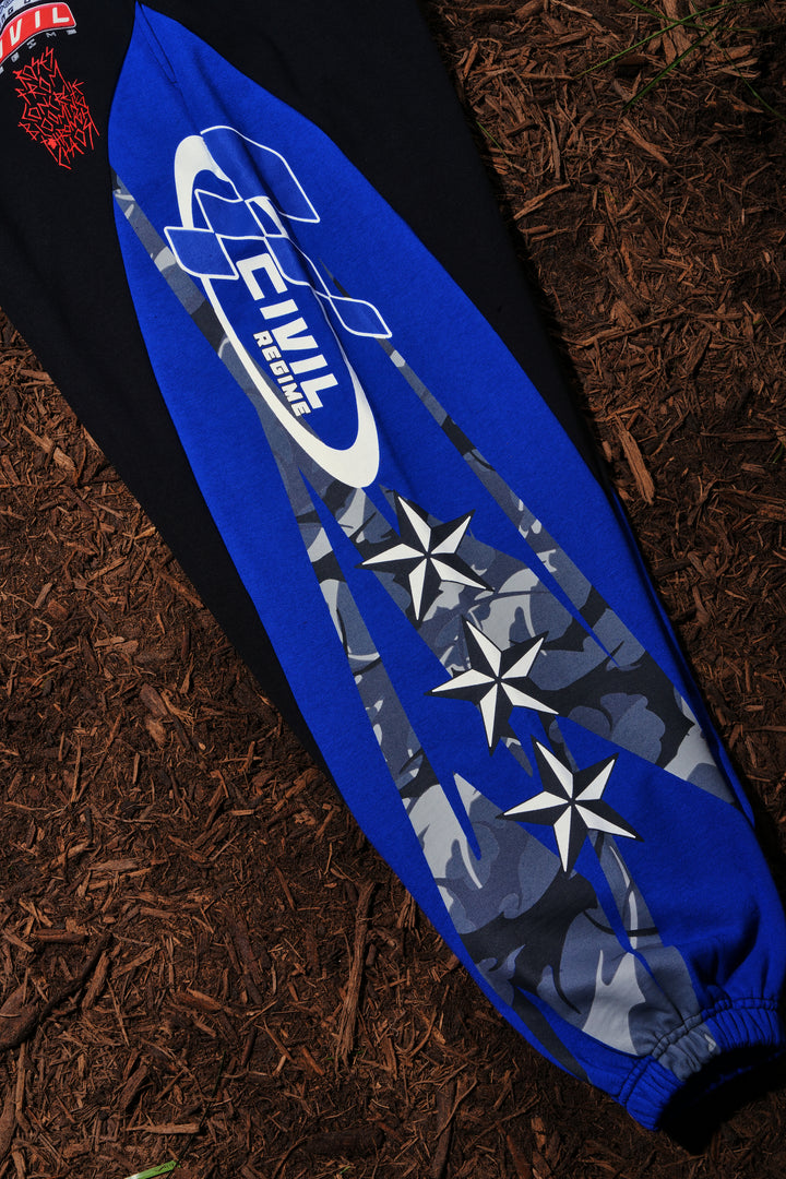 Civil Racing Lounger Sweat Pants in Black/Blue