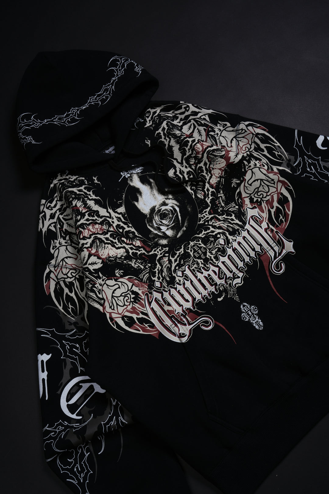 Burning Rose Regime Hoodie in Black