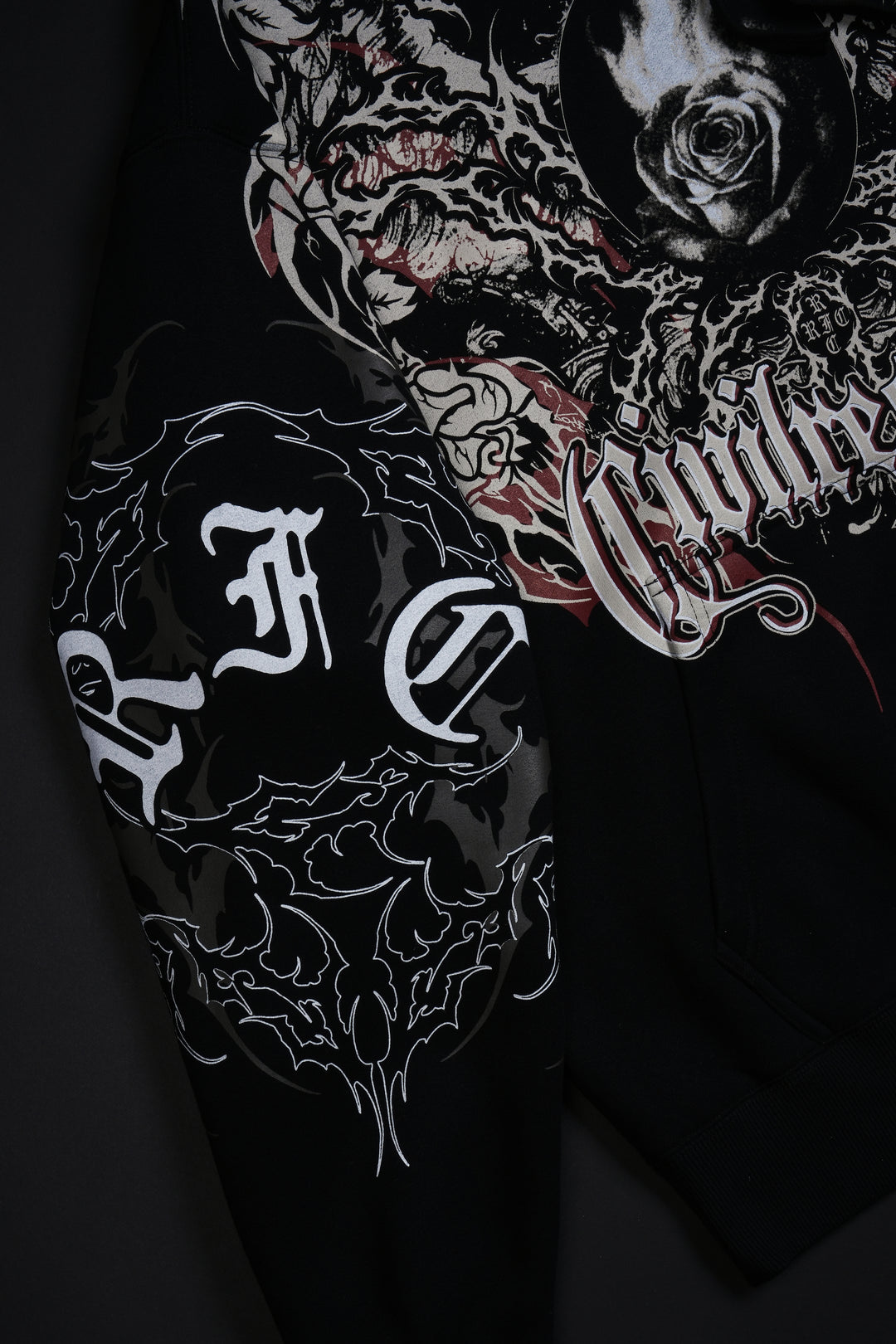 Burning Rose Regime Hoodie in Black