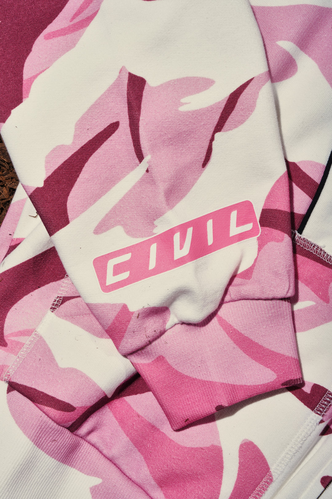 Operation Puff Civl Zip Up Hoodie in Baby Pink Camo