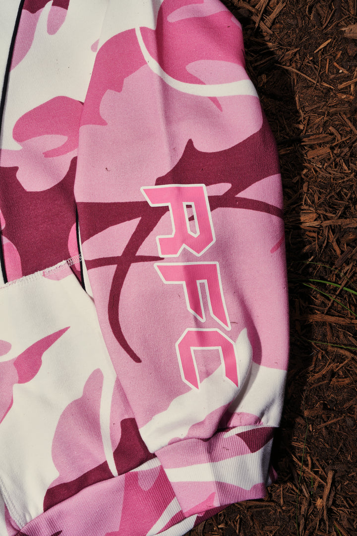 Operation Puff Civl Zip Up Hoodie in Baby Pink Camo