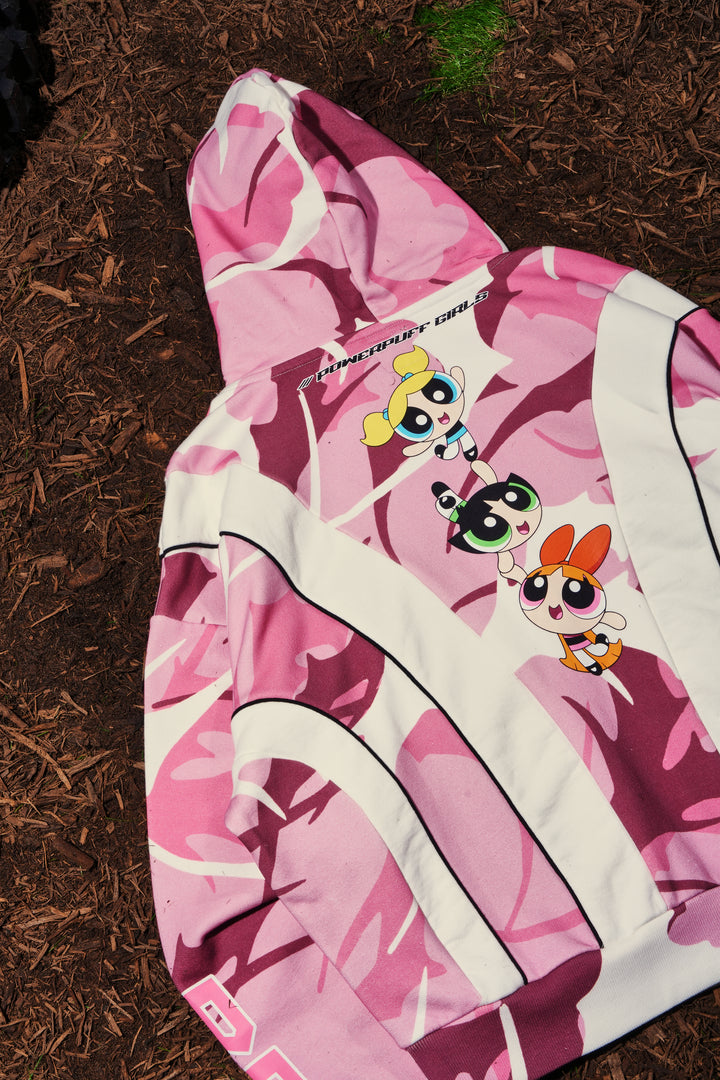 Operation Puff Civl Zip Up Hoodie in Baby Pink Camo