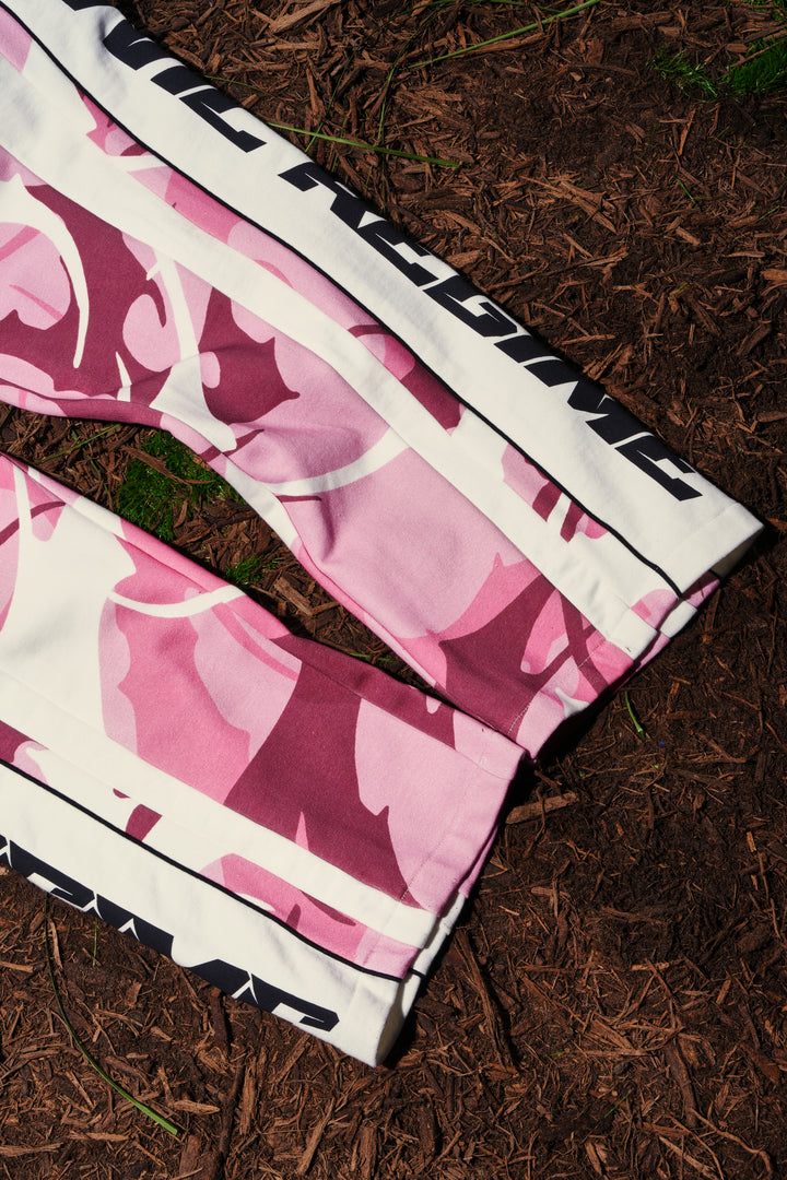 Operation Puff Eternal Wide Leg Fleece Pants in Baby Pink Camo