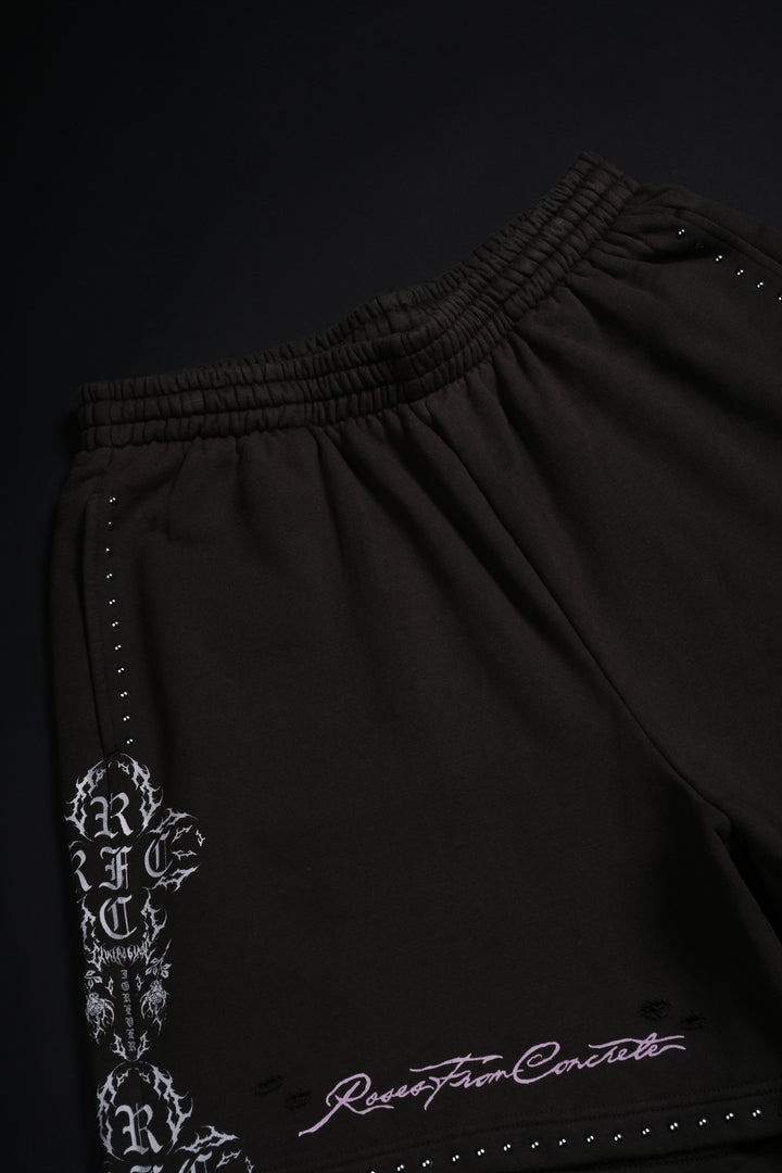 Chaos Bloom Baggy Shorts in Brown